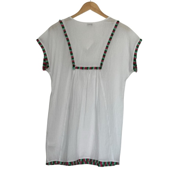 NEW J. CREW FACTORY Fringe beach tunic white & Multi piping & Tassels Size XXS - Picture 5 of 8